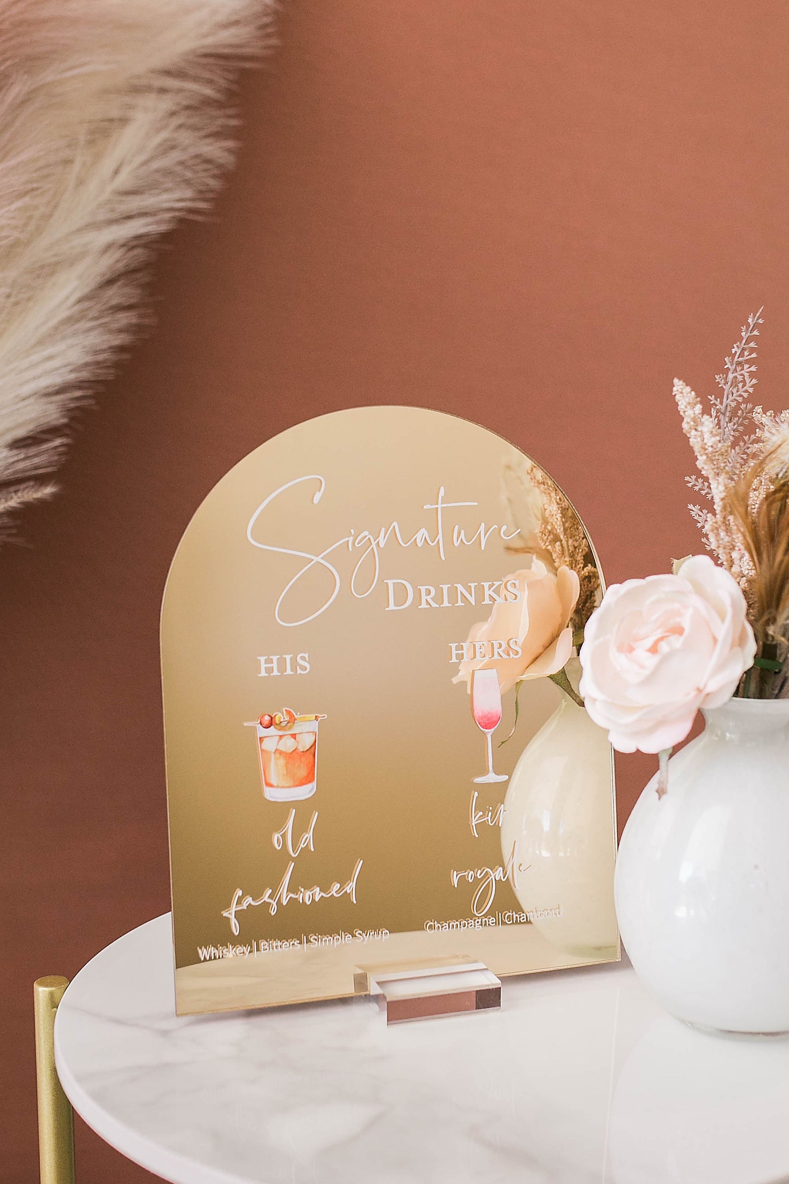 ARCH Mirror Signature Drinks Personalized Bar Sign With Drink Icons S1-DS3