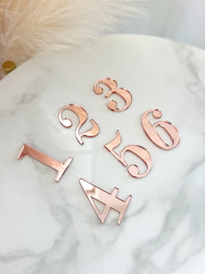 Gold, Rose Gold, Silver Mirror, White or Black Wedding Acrylic Numbers | DIY Table Numbers | Modern Party Decor