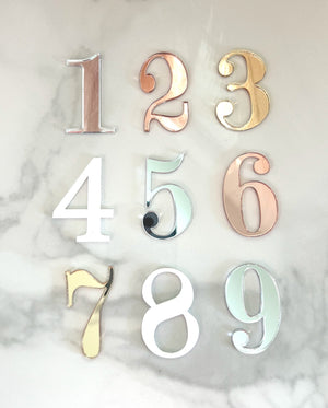 Gold, Rose Gold, Silver Mirror, White or Black Wedding Acrylic Numbers | DIY Table Numbers | Modern Party Decor