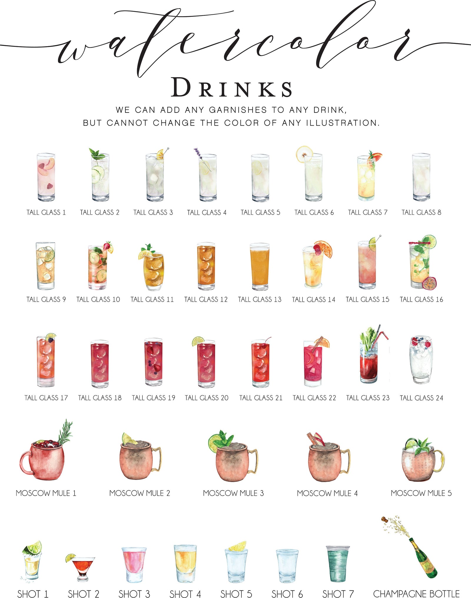 ARCH Signature Drinks Personalized Bar Sign With Drink Icons E4-DS1