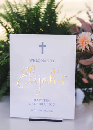 Welcome To The Baptism Celebration Of Acrylic Sign with 3D Lettering, Christening, Communion, Confirmation Ceremony Decor Signs