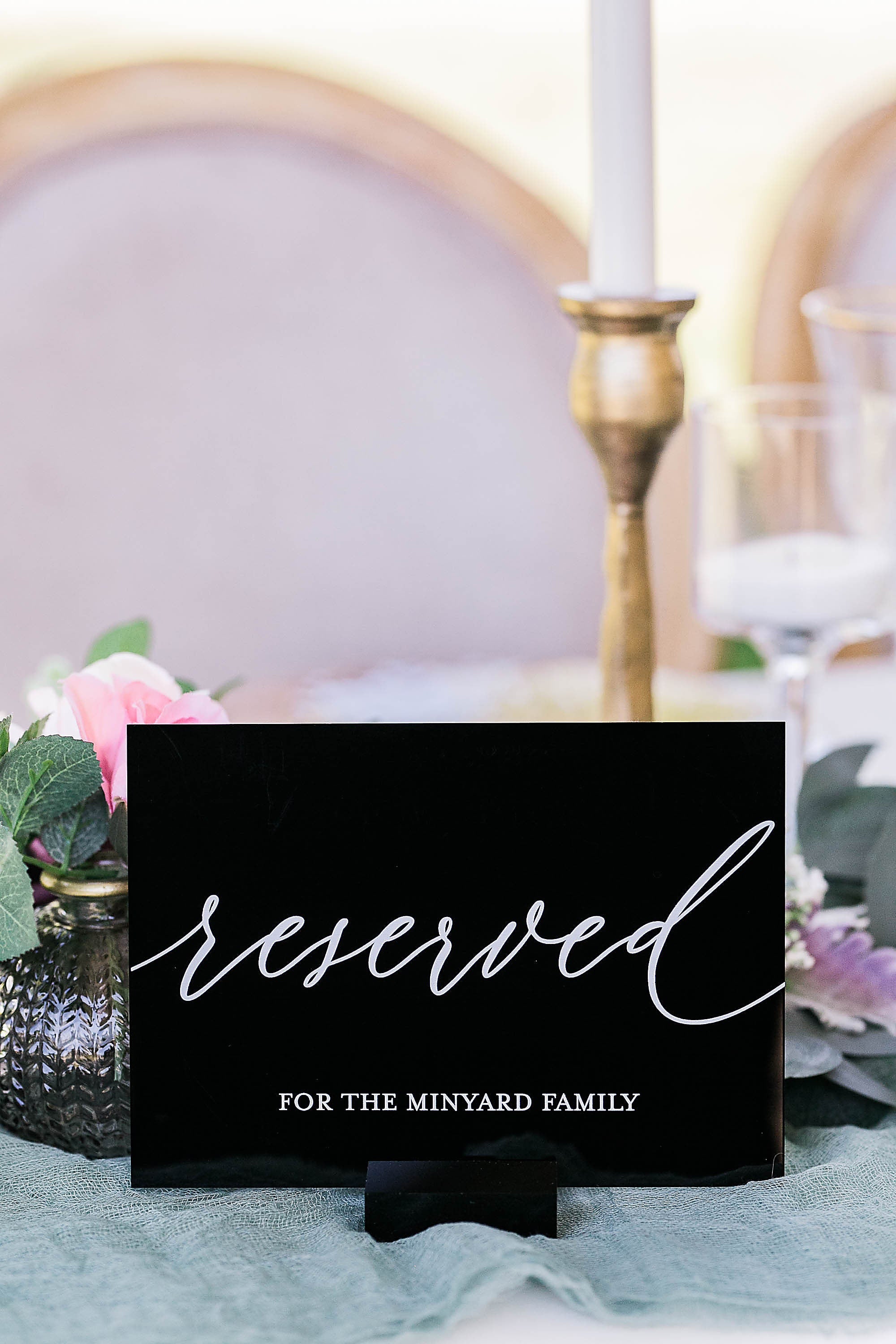 Reserved Modern Minimalist Frosted, Black, White or Clear Acrylic Wedding Sign, Reserved Lucite Perspex Table Sign