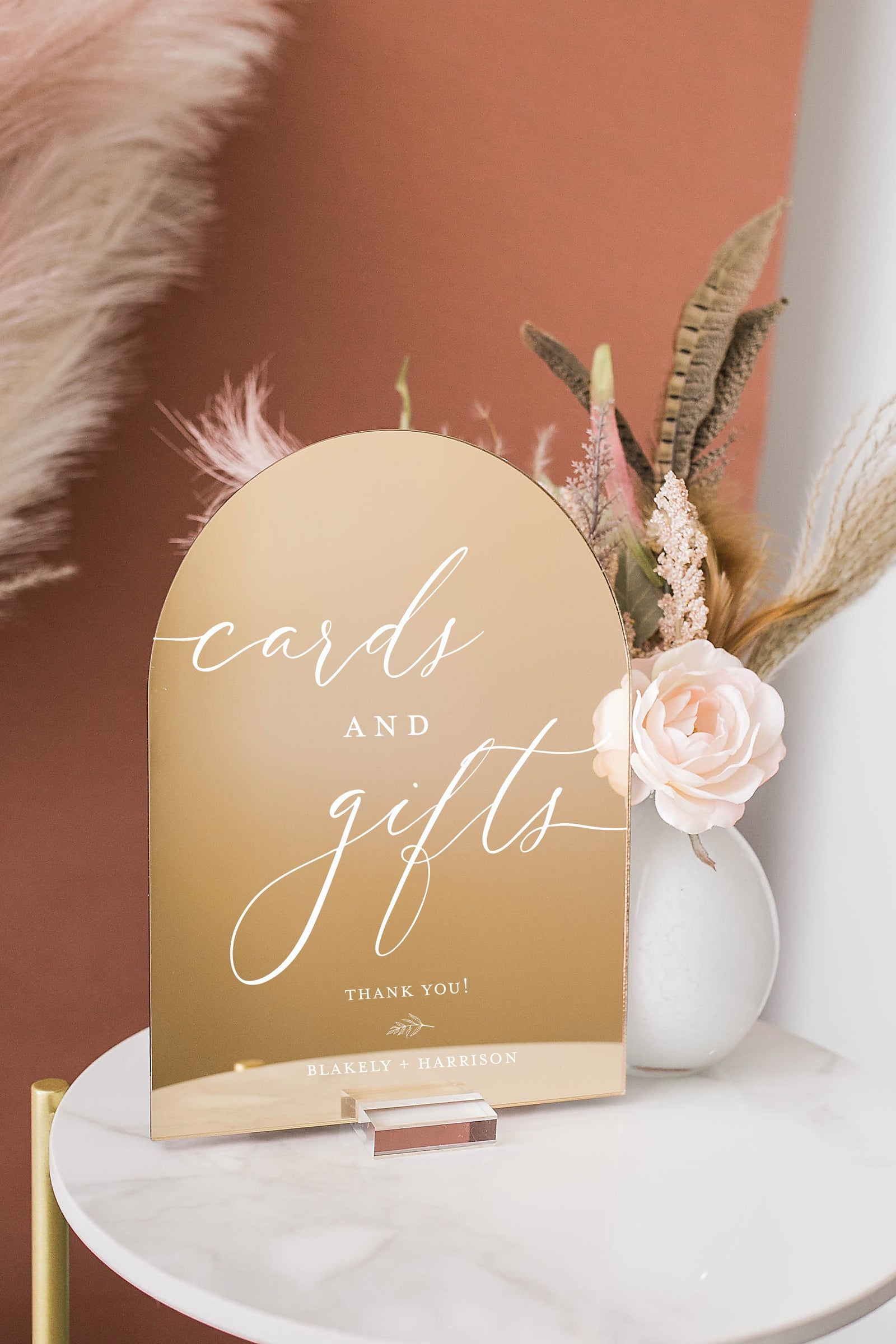 ARCH Mirrored Gifts and Cards Thank You (with optional leaf and personalization) E4-AS1