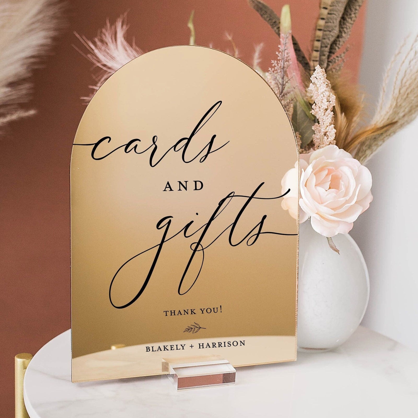 ARCH Mirrored Gifts and Cards Thank You (with optional leaf and personalization) E4-AS1