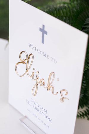 Welcome To The Baptism Celebration Of Acrylic Sign with 3D Lettering, Christening, Communion, Confirmation Ceremony Decor Signs