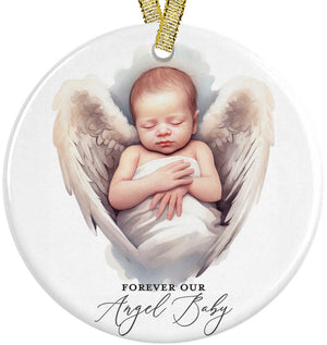 Forever Our Angel Baby Infant Loss Stillbirth Miscarriage Ceramic Christmas Ornament, Sympathy Present for Child Loss Remembrance, Mourning