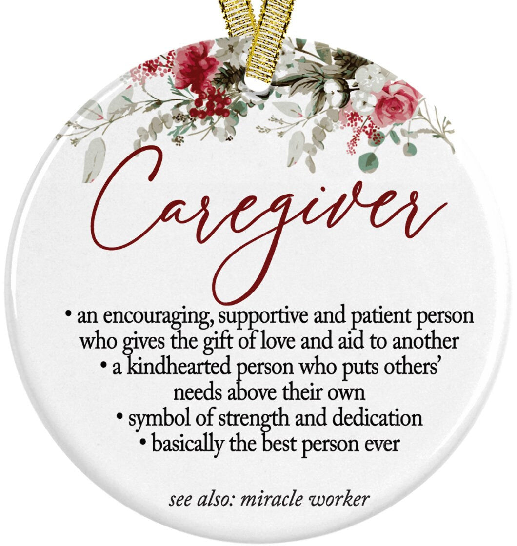 Best Caregiver Ever Christmas Ornament, Definition of Caregiver Elderly Sitter Appreciation Gift for Caretaker Present Idea, Coworker Gifts
