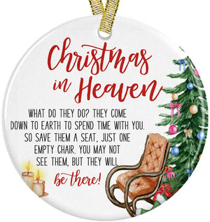 Christmas in Heaven, There&#39;s a Little Bit of Heaven in Our Home, Empty Chair, Sympathy or Loss, Bereavement Gift, Grandpa Loss, We Miss You