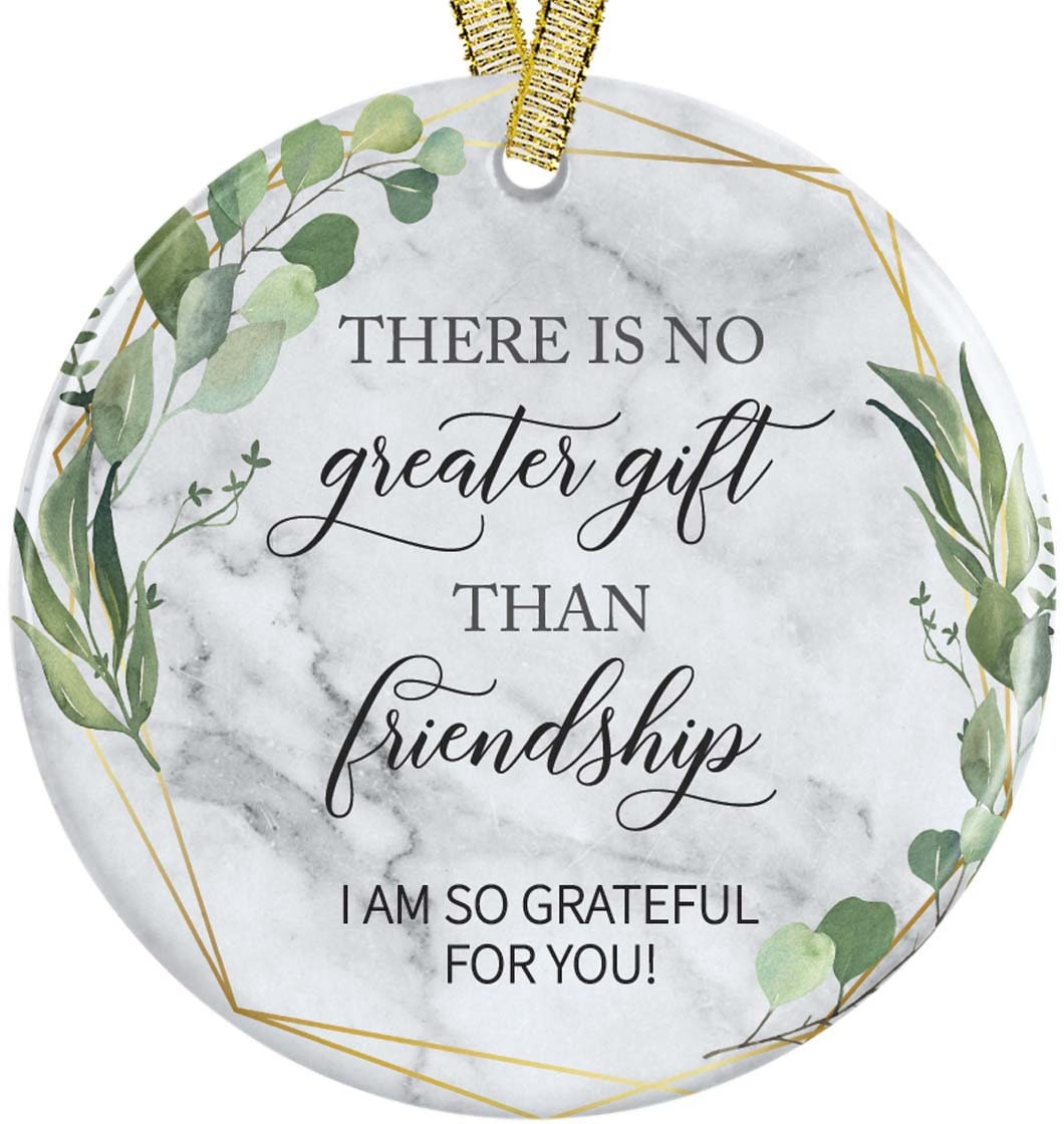 There Is No Greater Gift Than Friendship Best Friends 2023 Christmas Marble Ceramic 3&quot; Ornament Present Idea for BFF Bestie, Free Gift Box