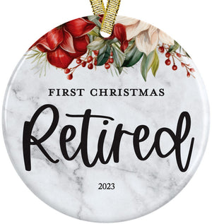 2023 First Christmas Retired Retirement Gift for Boss or Coworker Leaving Job Christmas Retiree Ornament with Free Gift Box, Thank You