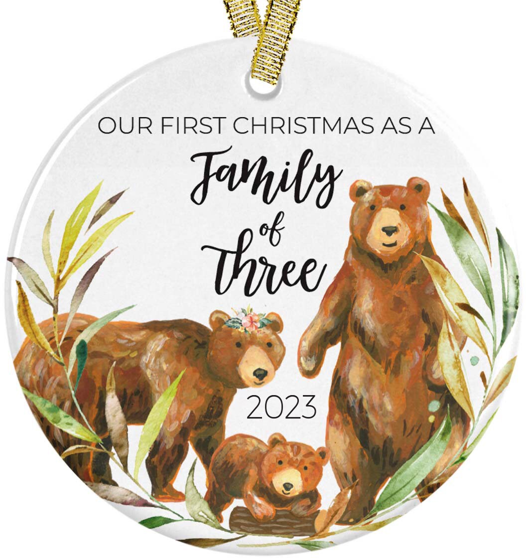 2023 Our First Christmas as a Family of Three, Bears Forest Family, New Parent Gift, Established in, New memories, First Time Parents Gift