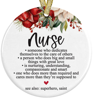 Best Nurse RN Ever Christmas Ornament, Definition of Nurses Appreciation FNP Gift for Medical Professional Present, Coworker or Colleague