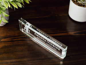 Physical Therapist Glass Office Desk Name Plate, Clear Doctor of PT Nameplate, Medical Practitioner Appreciation Gift, PT School Grad Gift