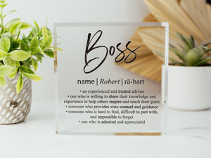 Bosses Day Crystal Glass Plaque, for Employee Recognition, Best CEO, World&#39;s Top Boss Trophy, Retirement Gift Plaque, Present from Employees