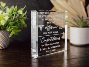 Congrats Doctor Award Crystal Glass Plaque, for Employee Recognition, Hospital Staff, Doctors and Nurses Trophy, Retirement Gift Plaque
