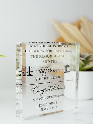 Congrats Lawyer Award Crystal Glass Plaque, for Employee Recognition, Law Firm Staff, Graduation Trophy, Law School Grad Gift Plaque