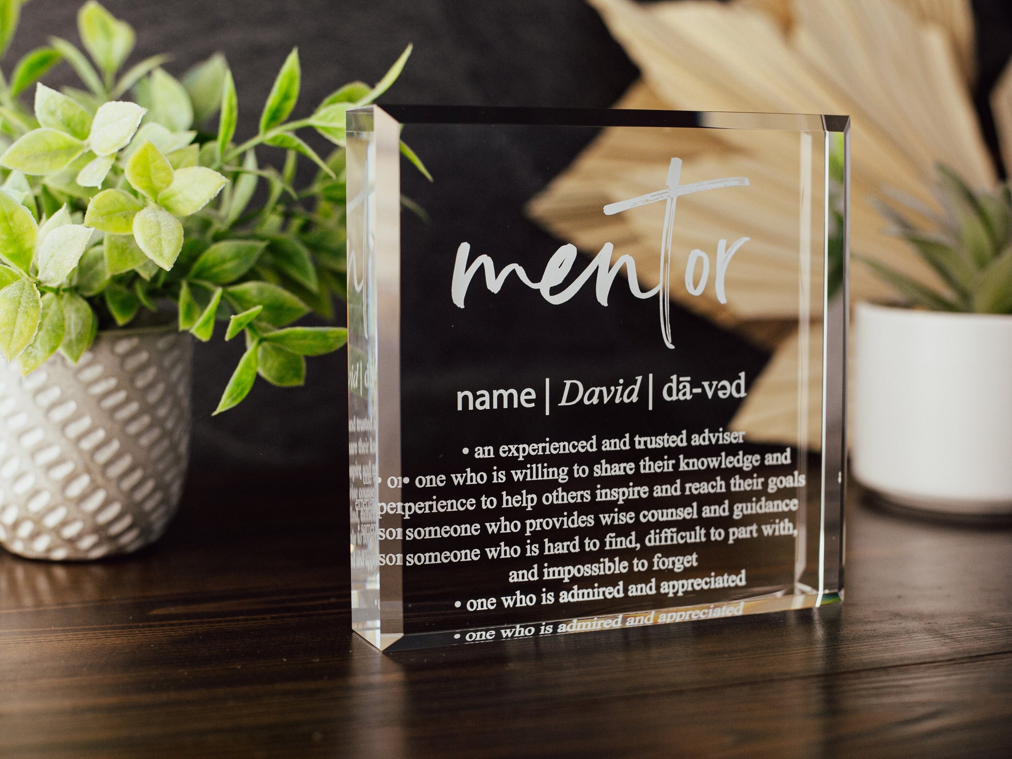 Mentor Definition Crystal Glass Plaque, for Employee Recognition, CEO, Life Coach Trophy, Appreciation Gift Plaque, Present from Staff, Boss