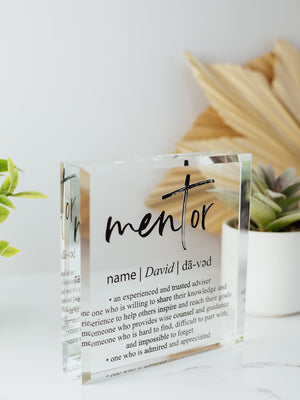 Mentor Definition Crystal Glass Plaque, for Employee Recognition, CEO, Life Coach Trophy, Appreciation Gift Plaque, Present from Staff, Boss