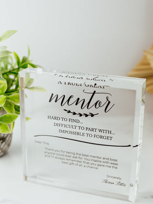 Truly Great Mentor Crystal Glass Plaque, for Employee Recognition, Life Coach Trophy, Appreciation Gift Plaque, Present from Staff, Boss Day