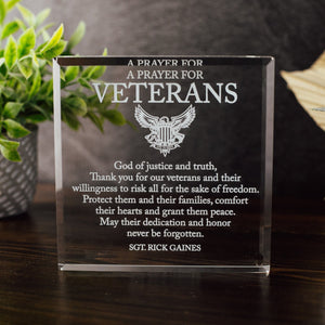 Veterans Appreciation Award Crystal Glass Plaque, Military Service Recognition, Retirement Plaque, Gift for Armed Forces, Years of Service