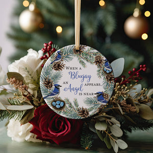 When A BlueJay Appears, An Angel Is Near 2023 Christmas Ornament In Loving Memory Blue Jay Present Idea + Free Gift Box and Gold Ribbon