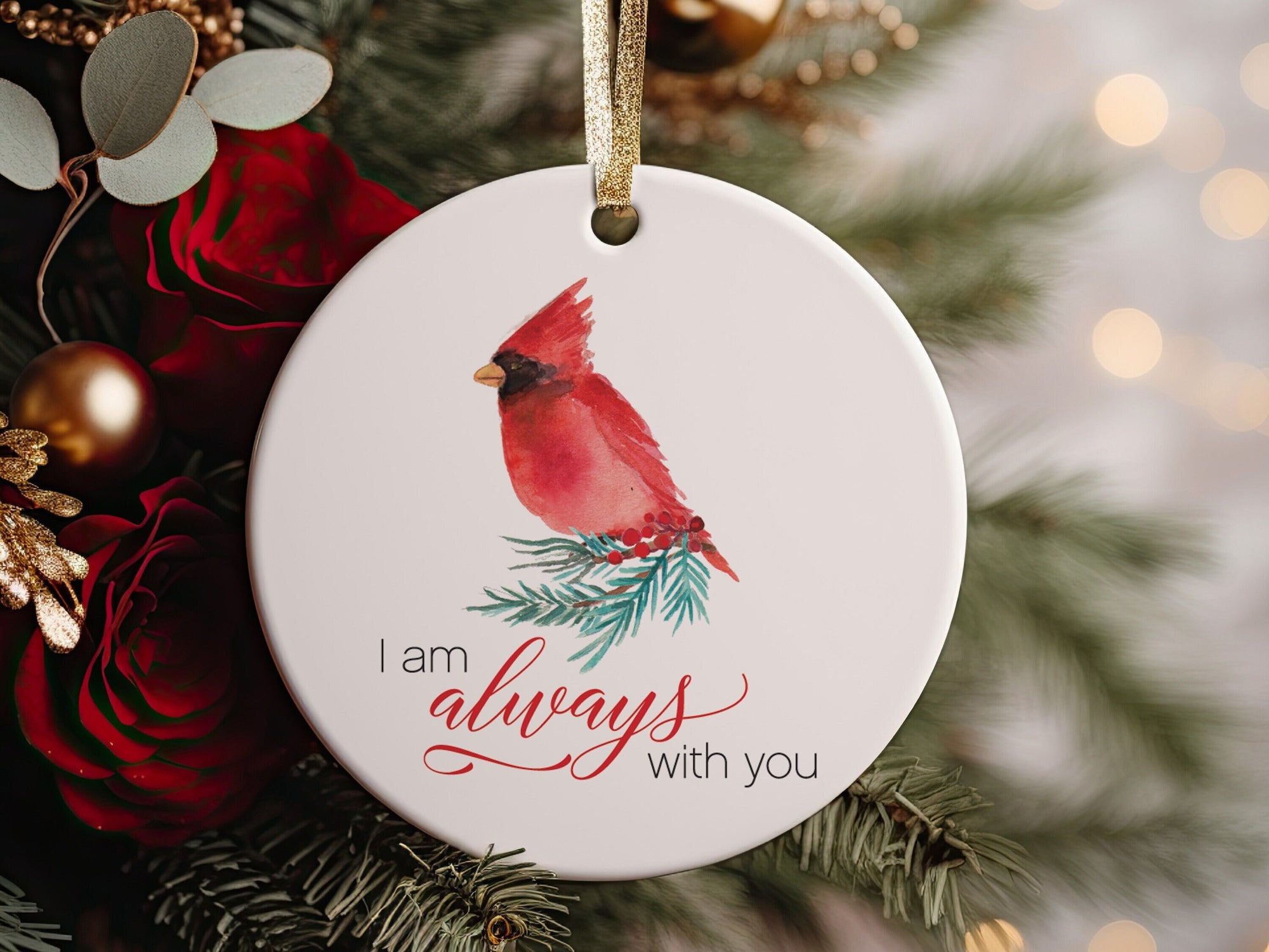 I Am Always With You Red Cardinal Christmas Memorial Gift, Sympathy or Bereavement Present, When Cardinals are Near, Parent Loss Present