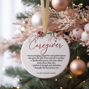 Best Caregiver Ever Christmas Ornament, Definition of Caregiver Elderly Sitter Appreciation Gift for Caretaker Present Idea, Home Care Nurse
