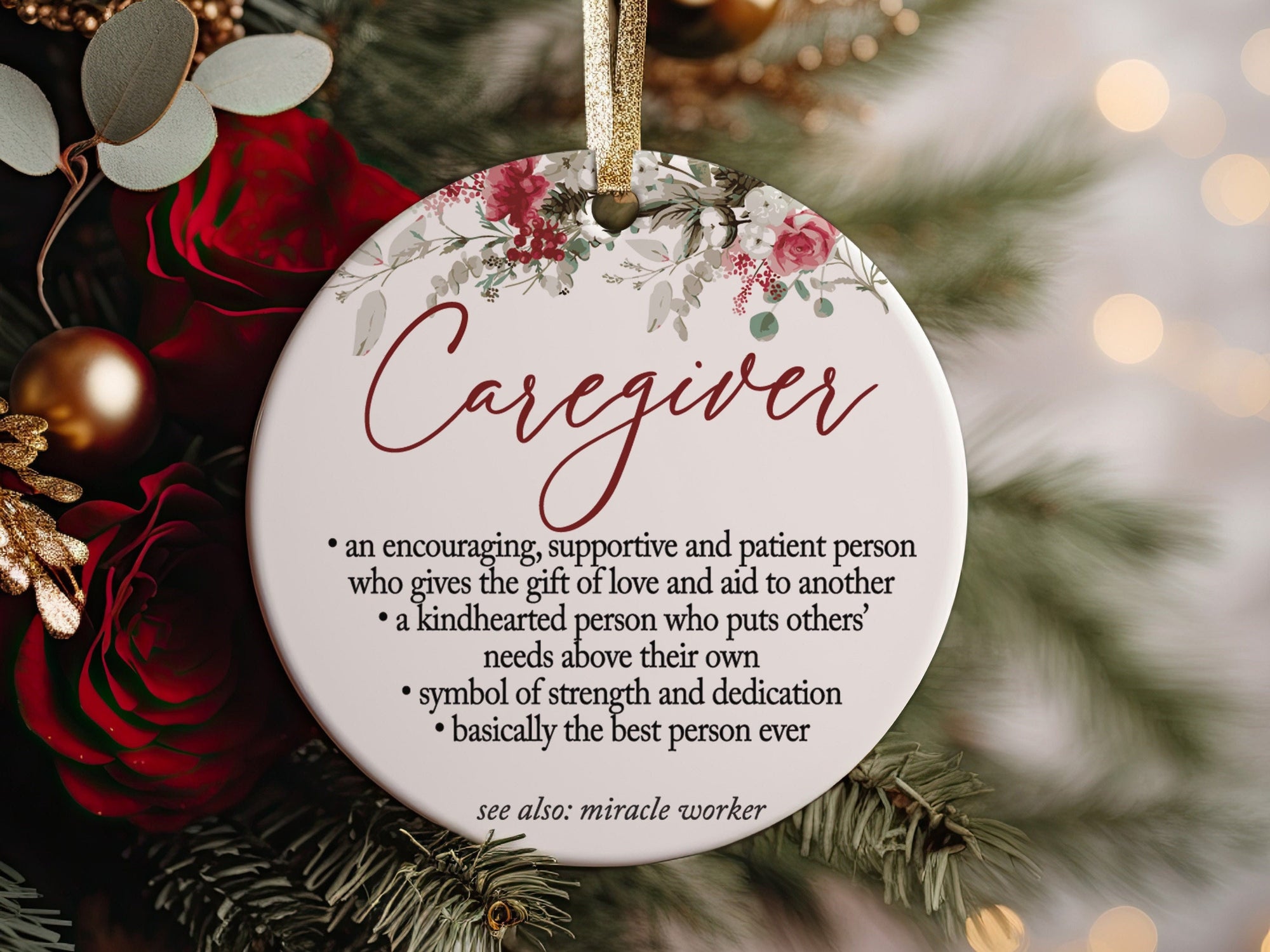 Best Caregiver Ever Christmas Ornament, Definition of Caregiver Elderly Sitter Appreciation Gift for Caretaker Present Idea, Home Care Nurse