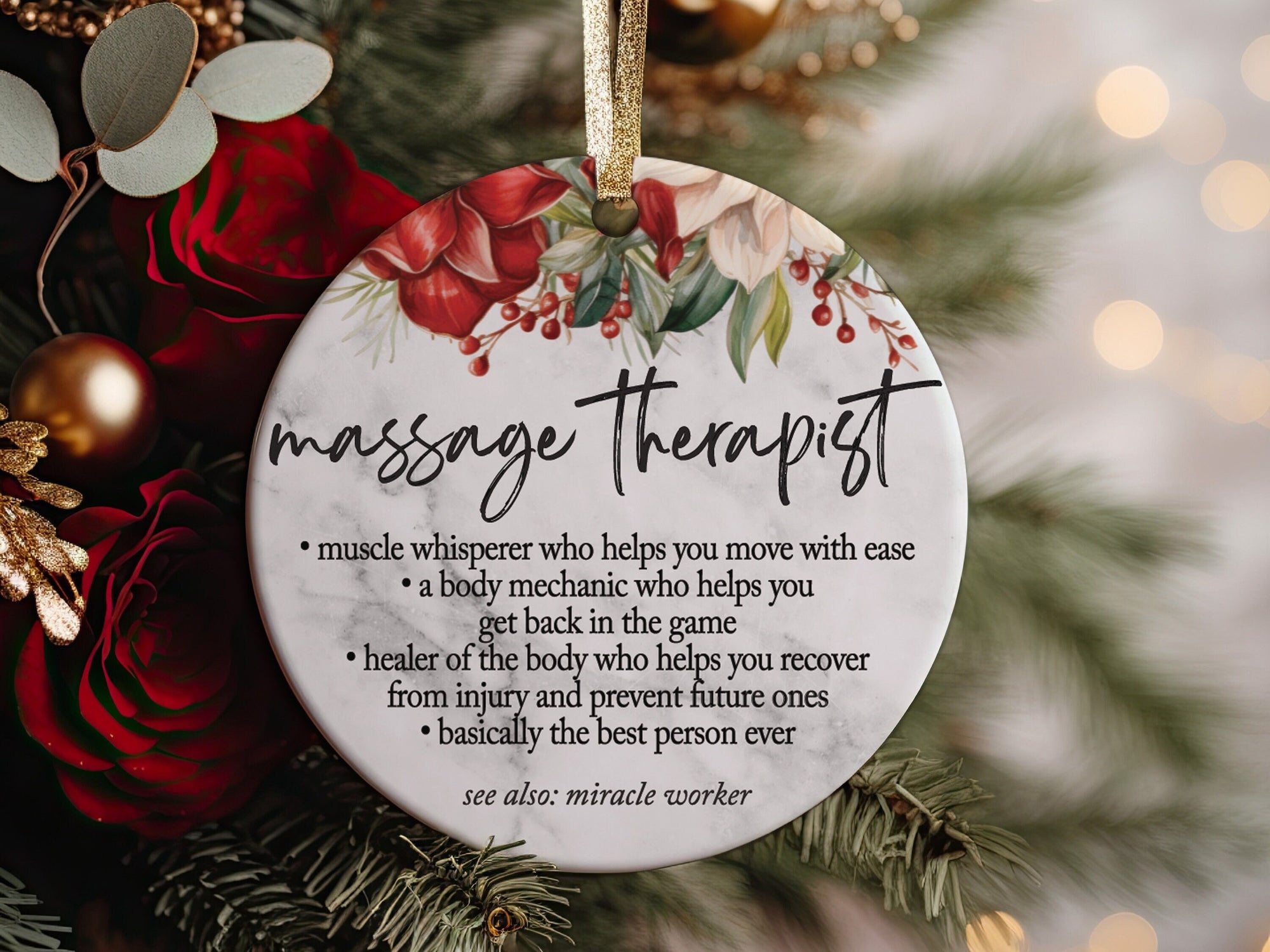 Best Massage Therapist Christmas Ornament Gift Idea, World&#39;s Best Definition Thank You Appreciation Present, Coworker Gifts, Spa Gift Ideas