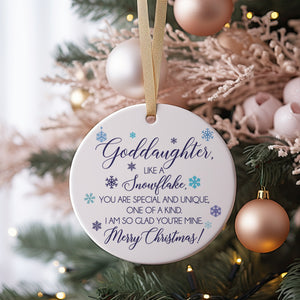 Goddaughter You Are Special, Gift From Godmother or Godfather Christmas, Ornament From Godparent, Baby&#39;s First Christmas, Blue Snowflake