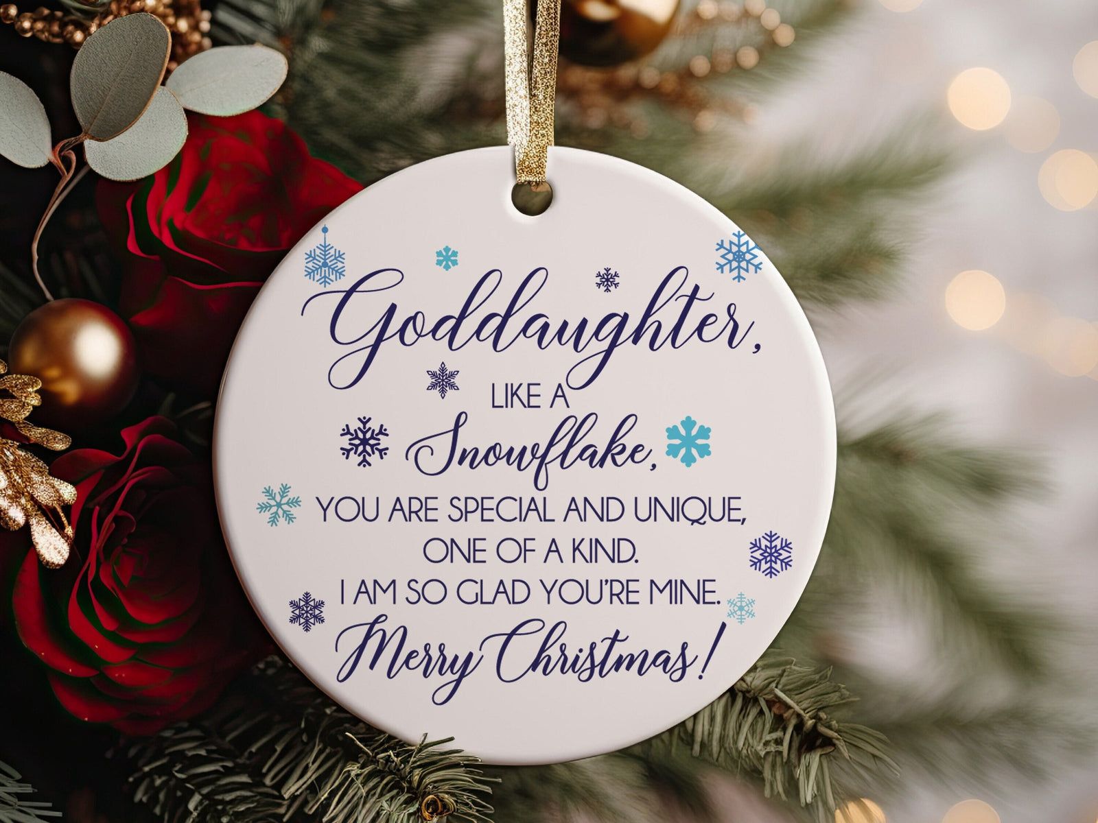 Goddaughter You Are Special, Gift From Godmother or Godfather Christmas, Ornament From Godparent, Baby&#39;s First Christmas, Blue Snowflake