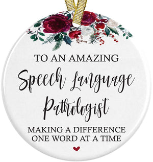 Best Speech Language Pathologist SLP Ever Christmas Ornament, Speech Therapist Making A Difference One Word At A Time Gift Present Idea