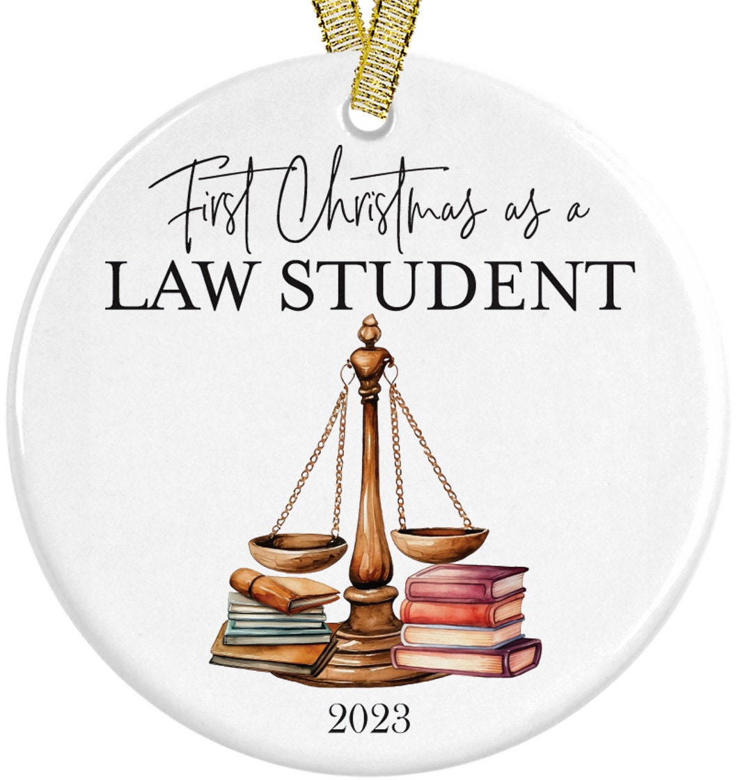 2023 First Christmas as an Law Student Attorney Grad Gift, Law School Christmas Ornament, New Lawyer, Judge Scales of Justice JD