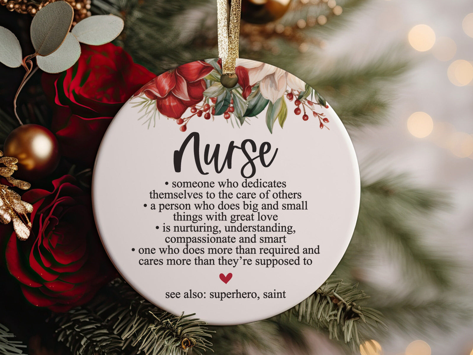 Best Nurse RN Ever Christmas Ornament, Definition of Nurses Appreciation FNP Gift for Medical Professional Present, Coworker or Colleague