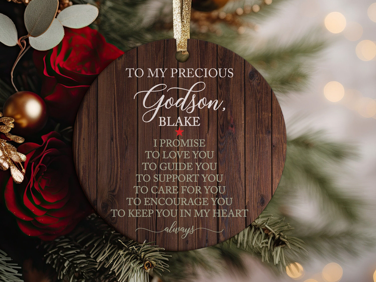 Godson Greatest Gift Ornament, Gift Idea for Godchild from Godmother, Godfather or Godparent, Best Godson Ever Christmas Ornament