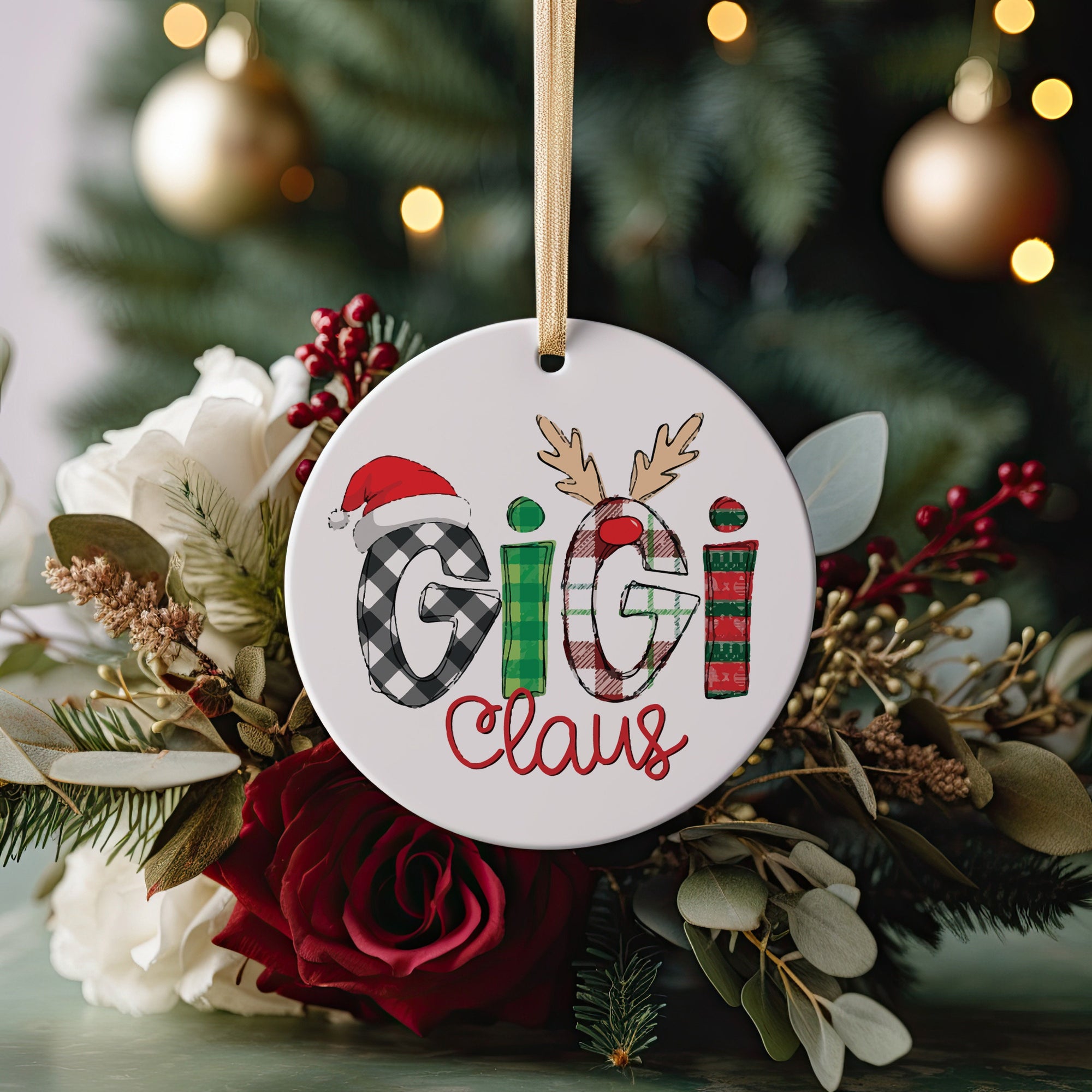 GiGi Claus, For Grandmother, Nana, Grandma or Grammy, Vintage Christmas Ceramic Ornament, nana claus , grandparent, 2023 First Christmas