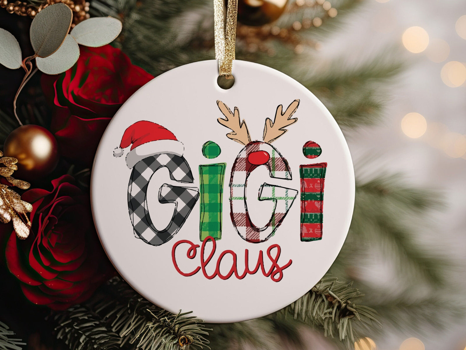 GiGi Claus, For Grandmother, Nana, Grandma or Grammy, Vintage Christmas Ceramic Ornament, nana claus , grandparent, 2023 First Christmas