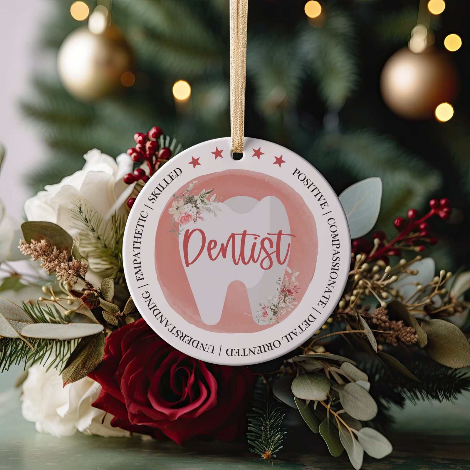 World&#39;s Best Dentist DO DDS Grad Gift, Dental School Christmas Ornament, Certified Registered Dentist, For Coworker + Colleague, Office Gift