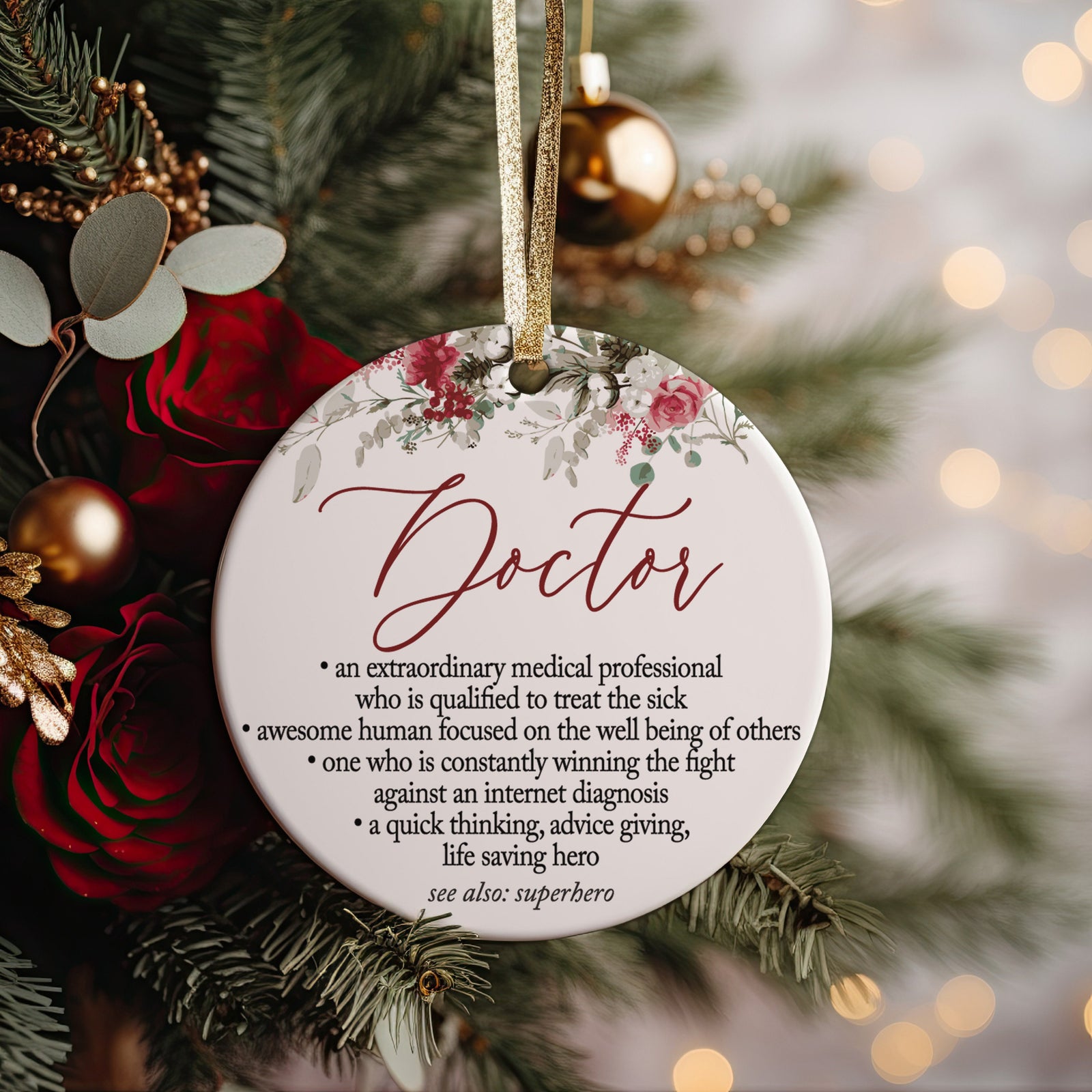 Doctor Definition, First Christmas as a Medical Doctor MD Grad, University Christmas Ornament, New Physician, For Coworker + Colleague