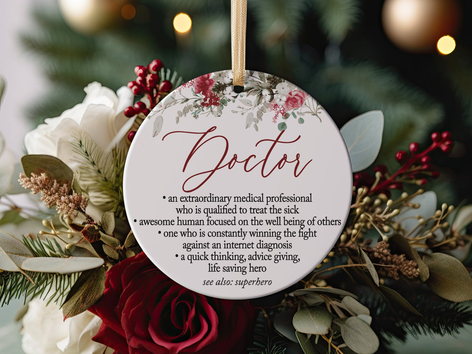 Doctor Definition, First Christmas as a Medical Doctor MD Grad, University Christmas Ornament, New Physician, For Coworker + Colleague