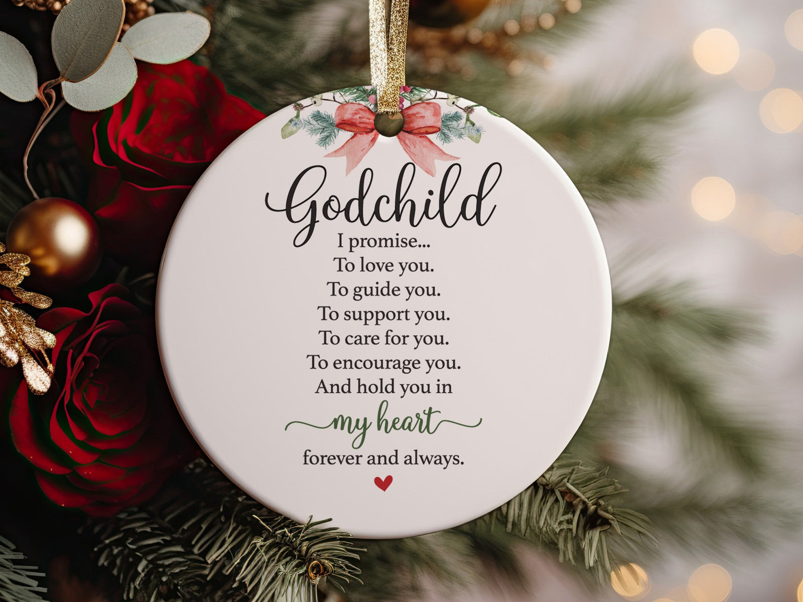 Godchild I Promise Gift From Godmother or Godfather Christmas Gift, Ornament From Godparent, Godmother or Godfather, Baby&#39;s First Christmas