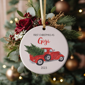 2023 First Christmas as a GiGi, For Grandmother, Nana, Grandma or Grammy, Vintage Truck Ceramic Ornament, nana claus , grandparent