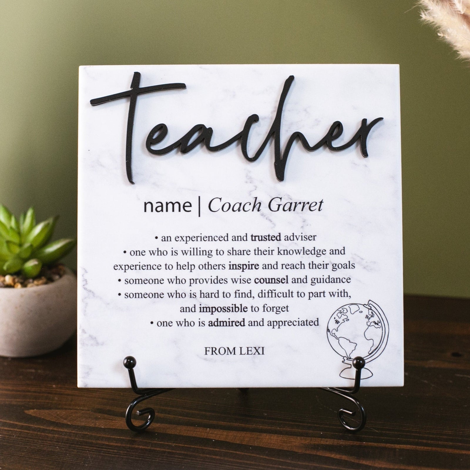 3D History Teacher Appreciation Tile Plaque Gift From College, High School Student or Child to Professor, Elementary Teacher, Mentor