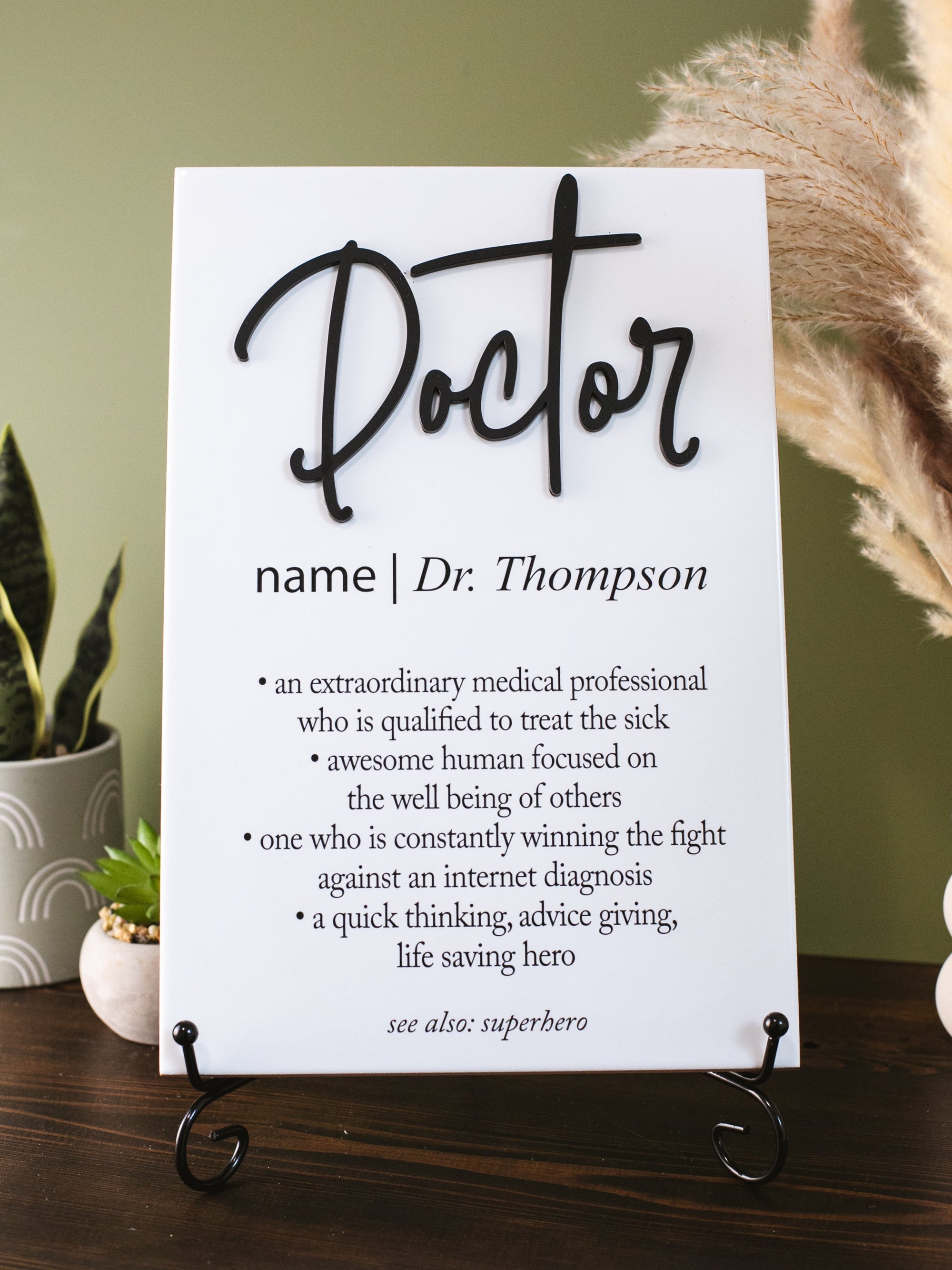 3D Doctor Plaque With Stand, Thank You MD Sign, Hospital Staff Retirement Appreciation, Nurse, Surgeon, Dr of Medicine, Med School Grad Gift