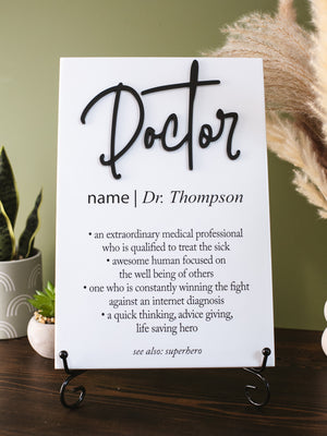 3D Doctor Plaque With Stand, Thank You MD Sign, Hospital Staff Retirement Appreciation, Nurse, Surgeon, Dr of Medicine, Med School Grad Gift