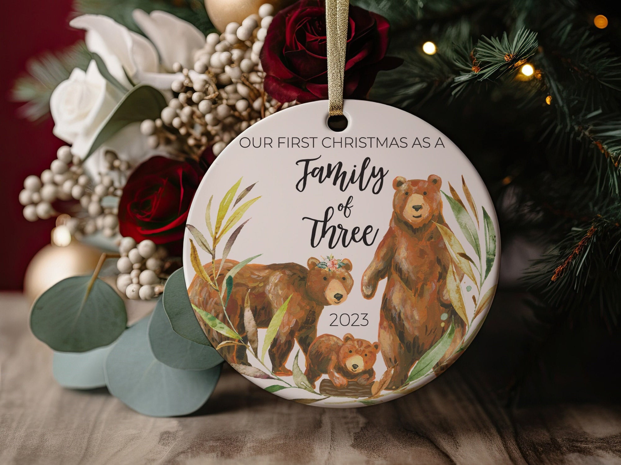 2023 Our First Christmas as a Family of Three, Bears Forest Family, New Parent Gift, Established in, New memories, First Time Parents Gift