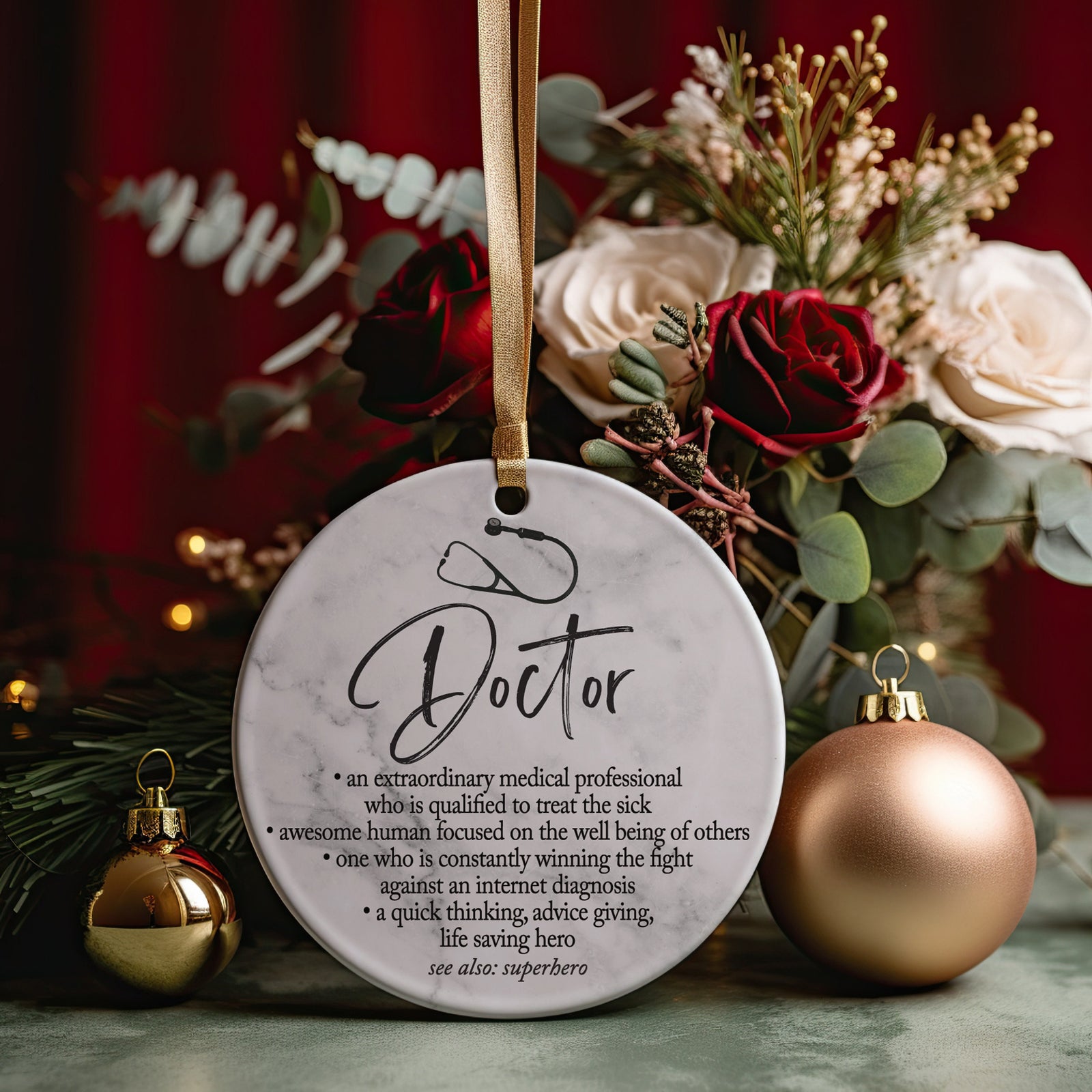 Doctor Definition, First Christmas as a Medical Doctor MD Grad, University Christmas Ornament, New Physician, For Coworker + Colleague