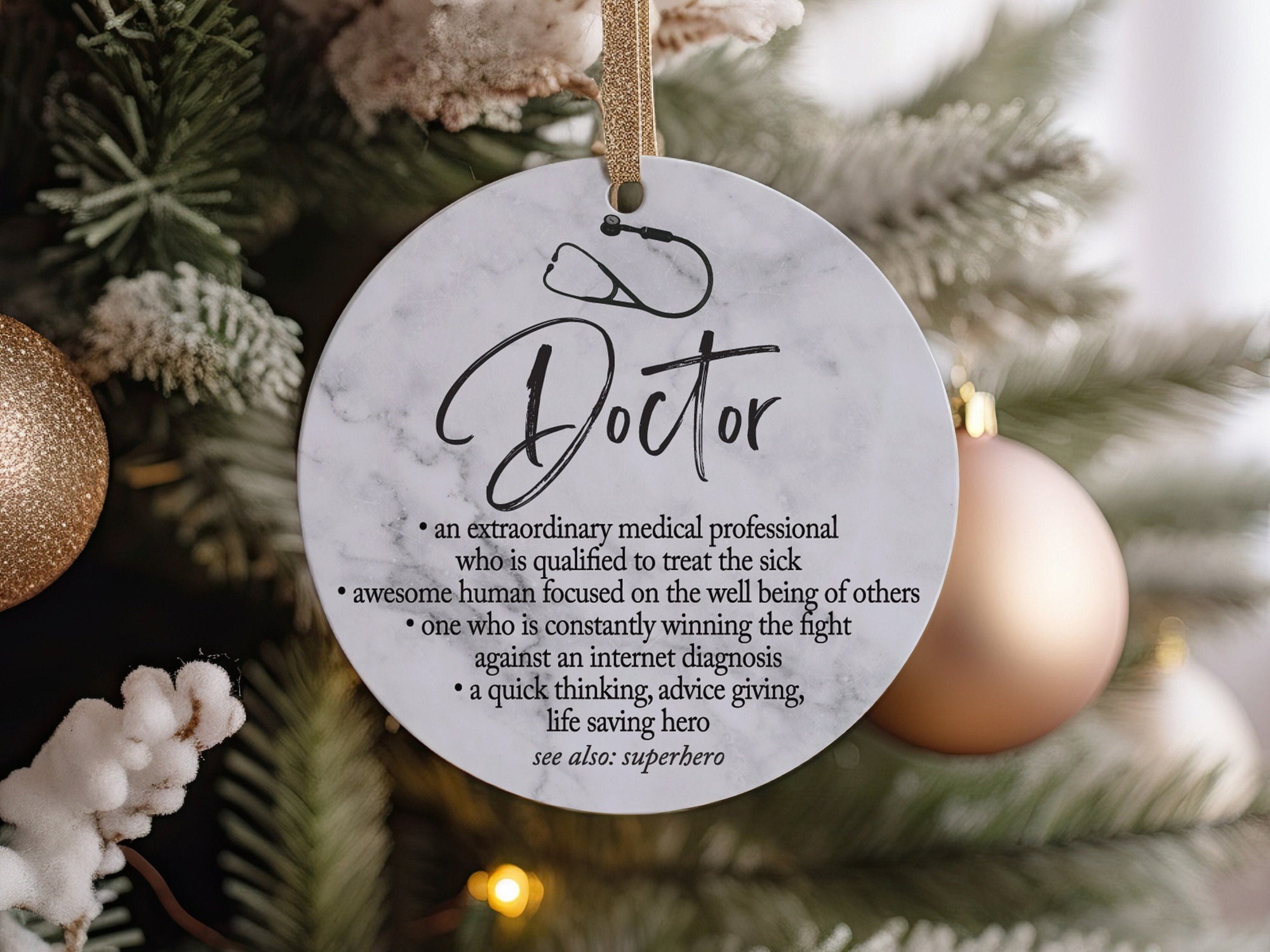 Doctor Definition, First Christmas as a Medical Doctor MD Grad, University Christmas Ornament, New Physician, For Coworker + Colleague