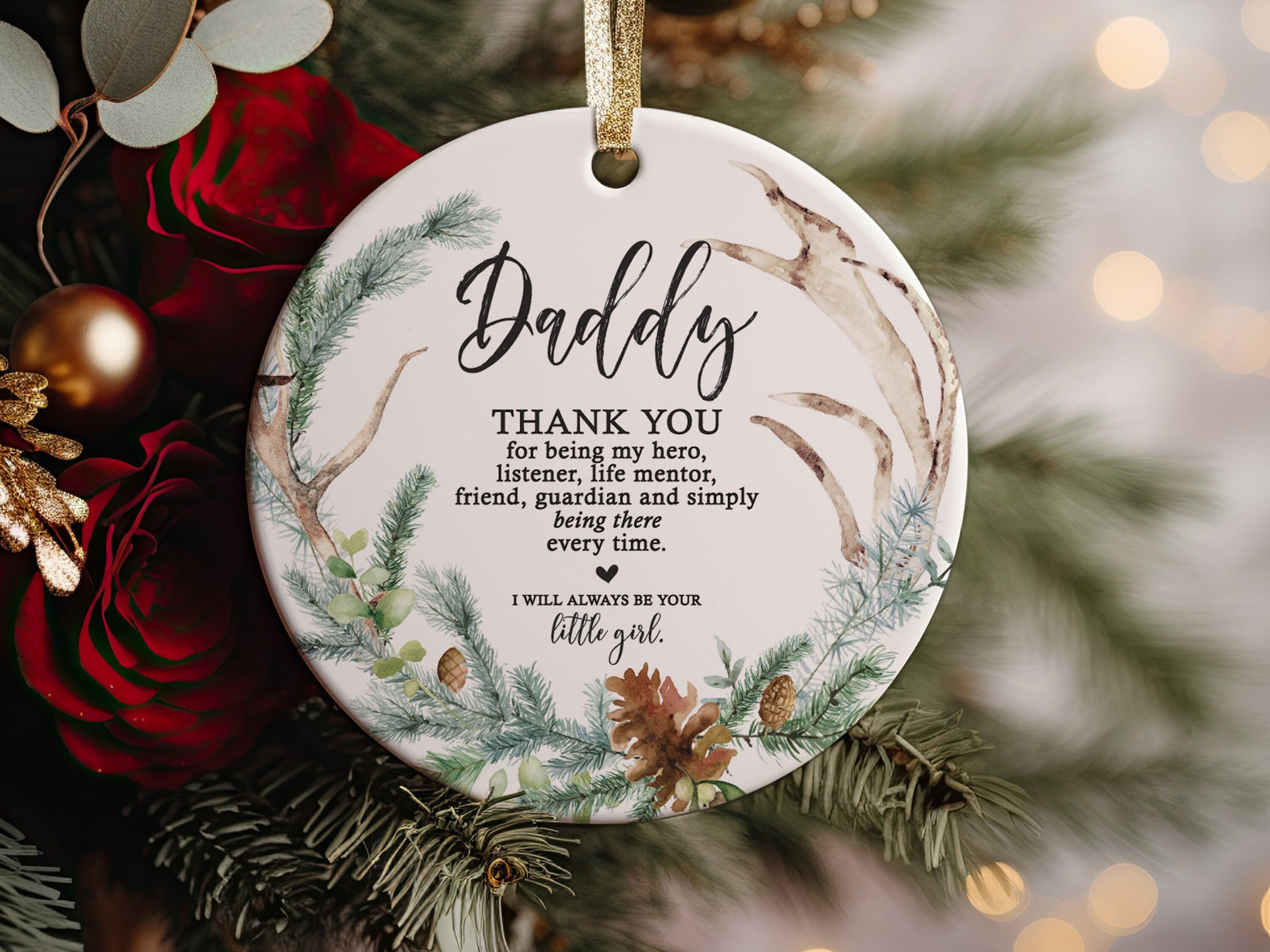 Daddy&#39;s Little Girl Ornament, Thank You Dad, Always There For His Little Girl, New Dad or Daddy, Best Dad Ever, Gifts For Dad From Daughter