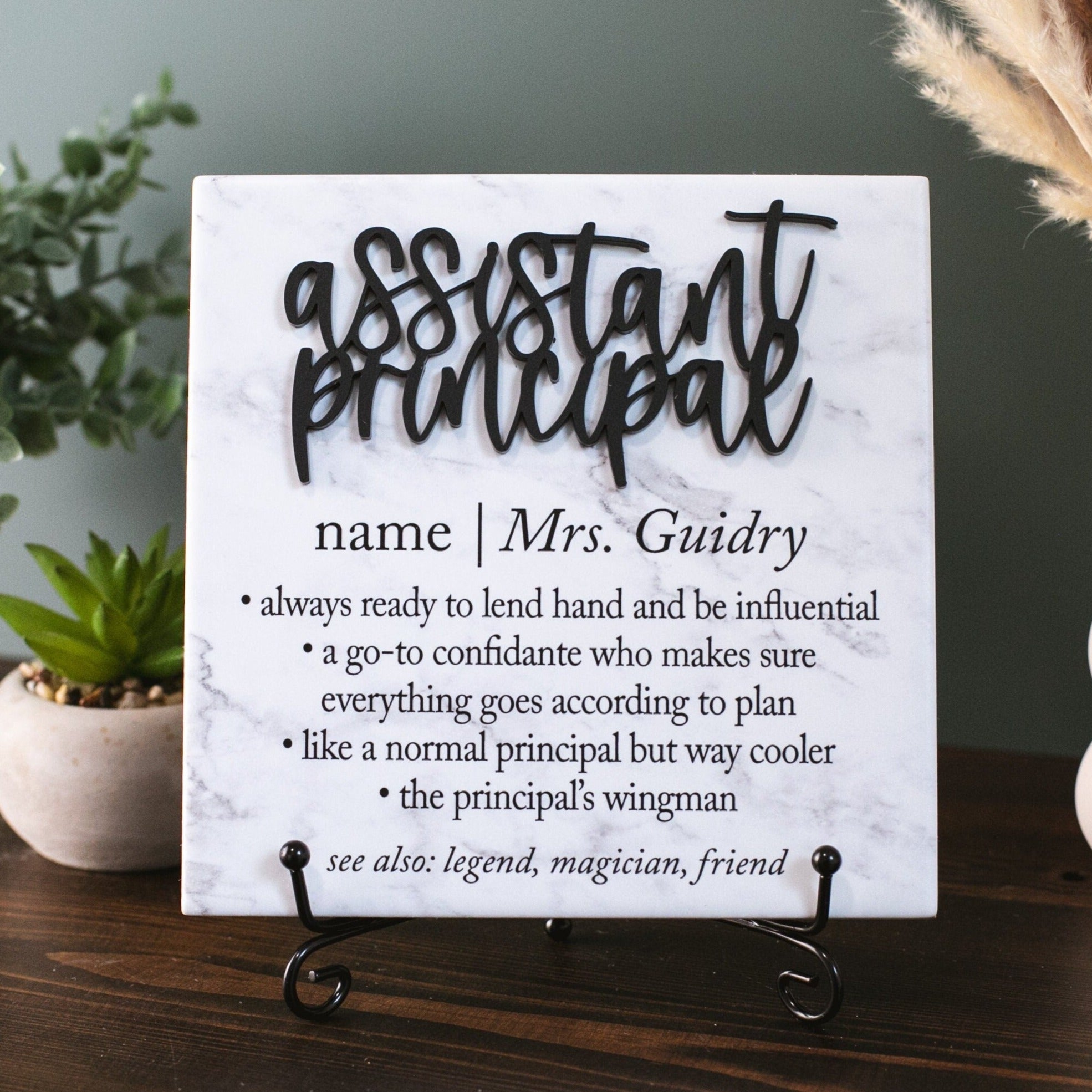3D Assistant Principal Appreciation Tile Plaque Gift From College, High School Student, Child to Administrator, Elementary Teacher, Mentor